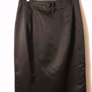 Emporio Armani black satin mid-length skirt